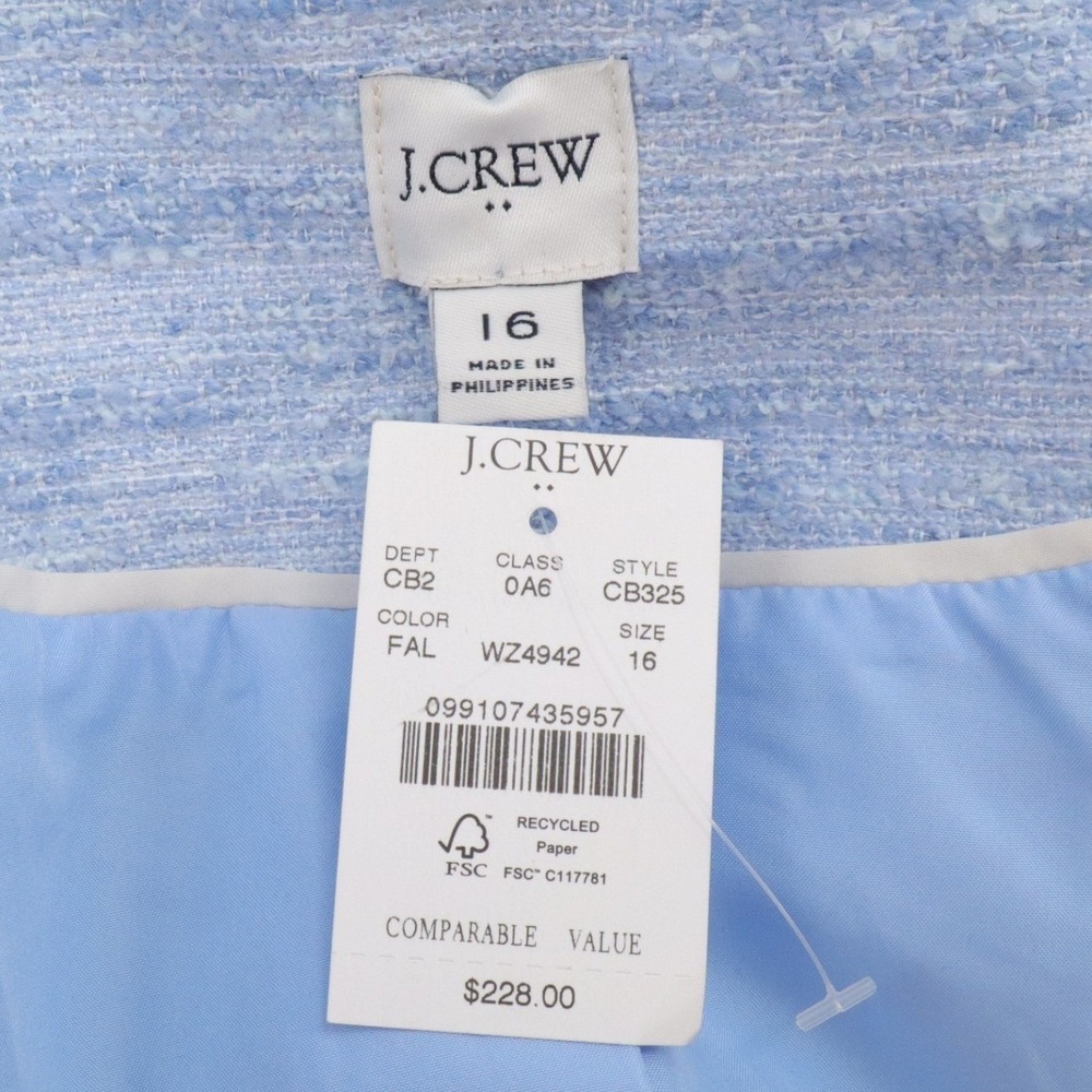 NWT J.Crew Textured Tweed Lady Jacket Blue Gold Button Blazer Size 16 - Picture 7 of 8